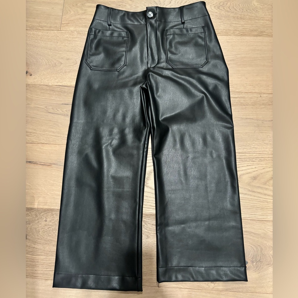 Anthropologie Maeve Faux Leather Colette Cropped Pants